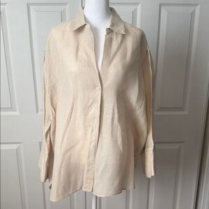 Zara Cream Linen Blouse